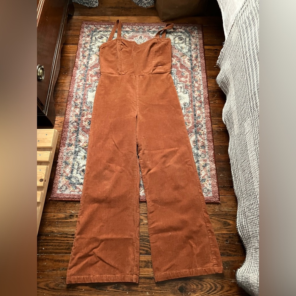 Lacausa Orange Corduroy Overalls Large